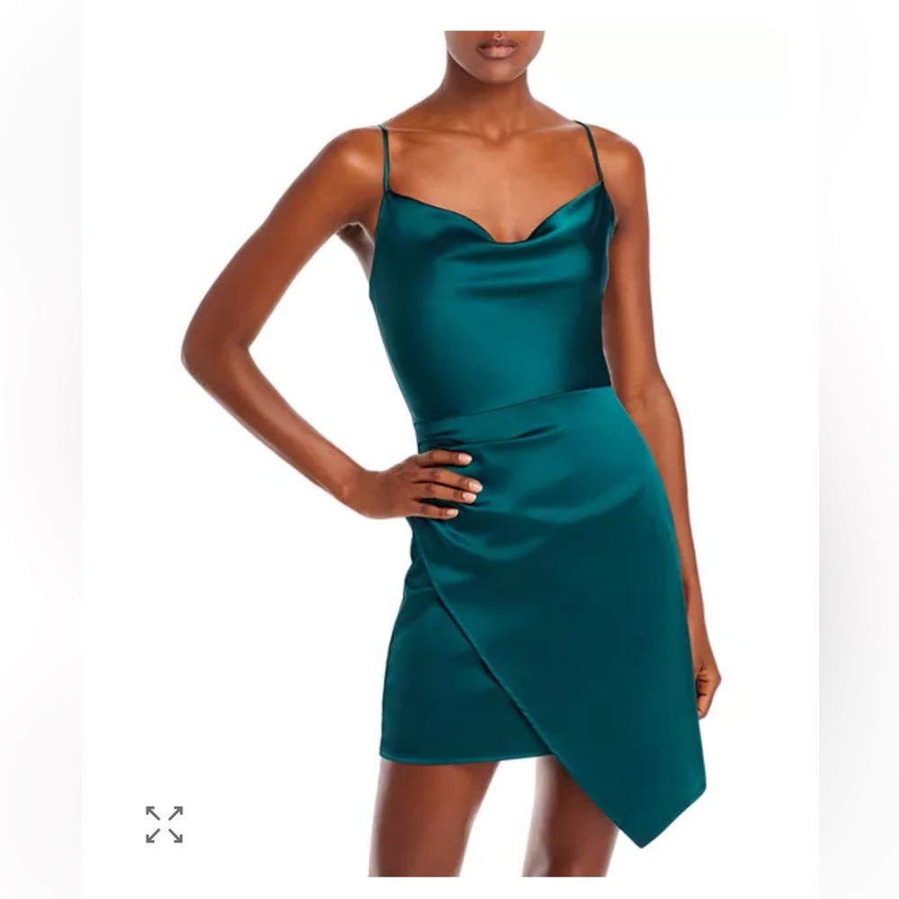 AQUA Emerald Green Satin Mini Dress Size Small